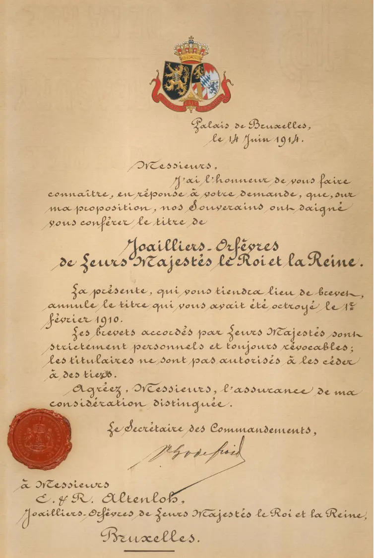 Lettre du roi qui faisait appel à Altenloh