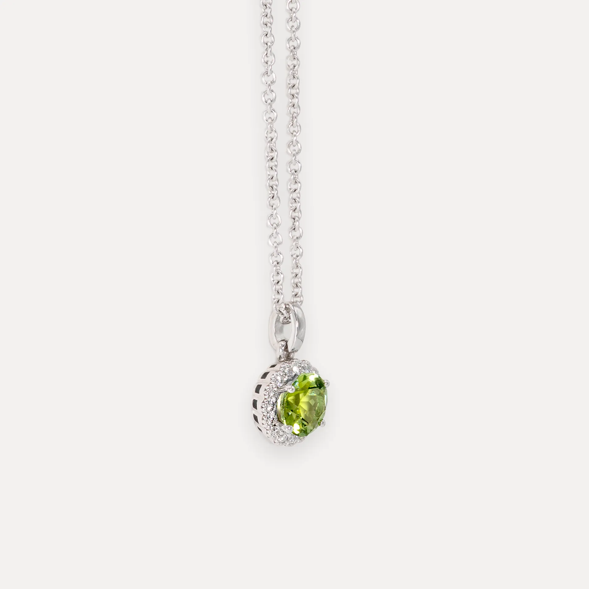 Collier or blanc 18Kt. 5,3g tourmaline 0,18ct. diamants 8R