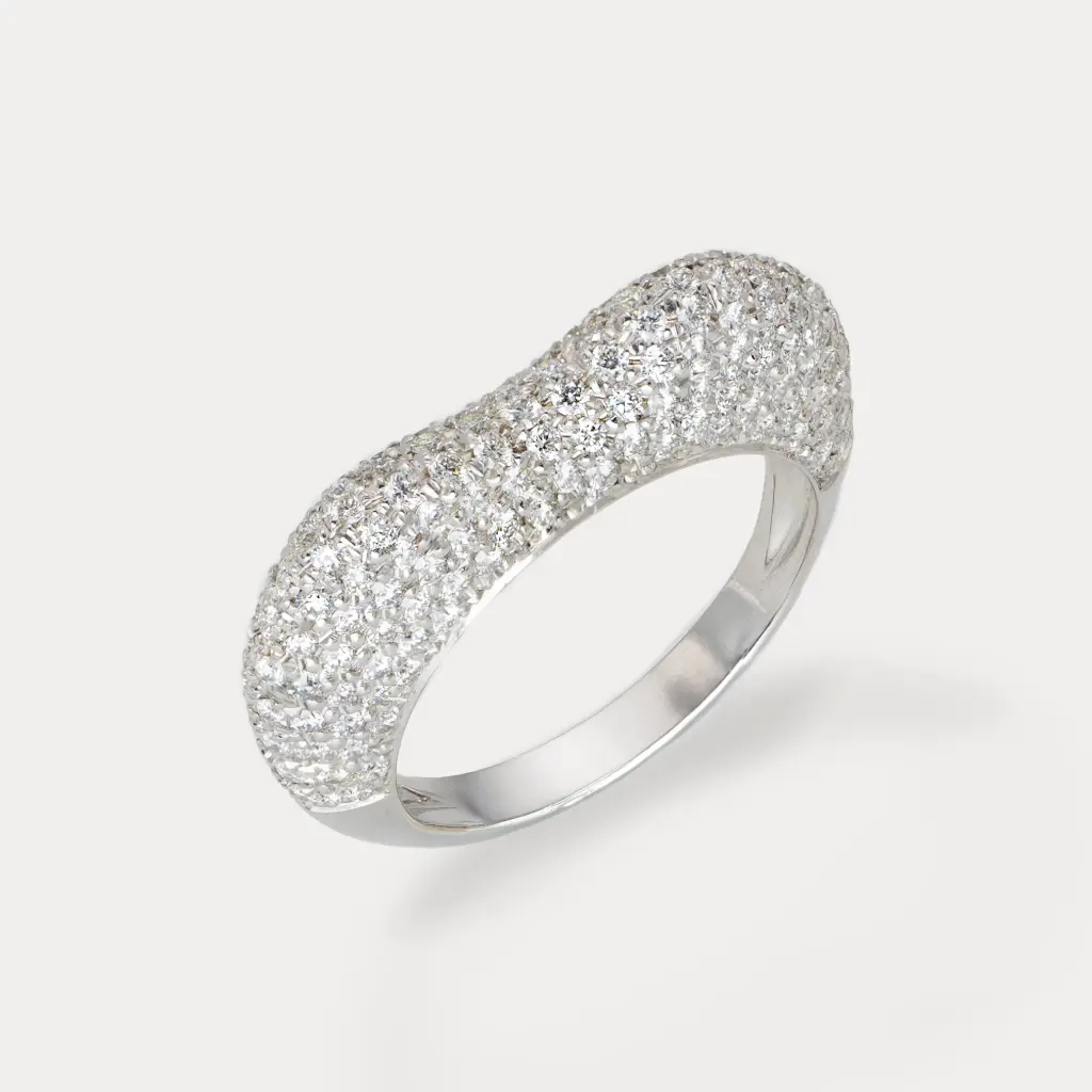 [6722] Bague or blanc 18Kt. 4,6g diamant 1,34ct.
