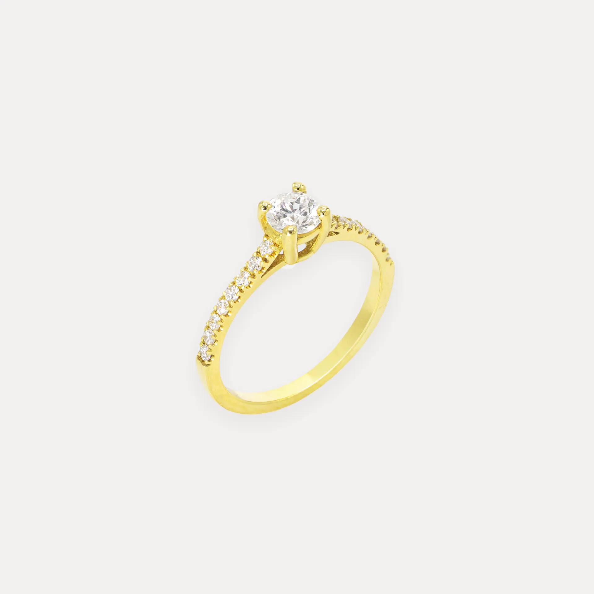Bague  or jaune 18Kt. 2,3g  dia 1pc 0,42ct dia 0,19ct.