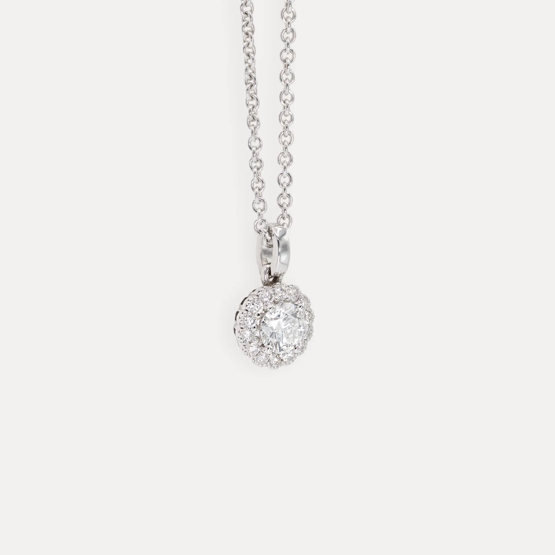 Collier or blanc 18Kt. 1,2g diamant 0,7ct.