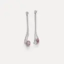 Boucle d'oreille  or blanc 18Kt 5,2g tourmaline 1,5ct. diamant 0,5ct.