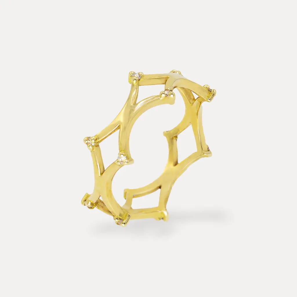 [6696] Bague or jaune 18Kt. 2,2g  diamant  0,09ct.