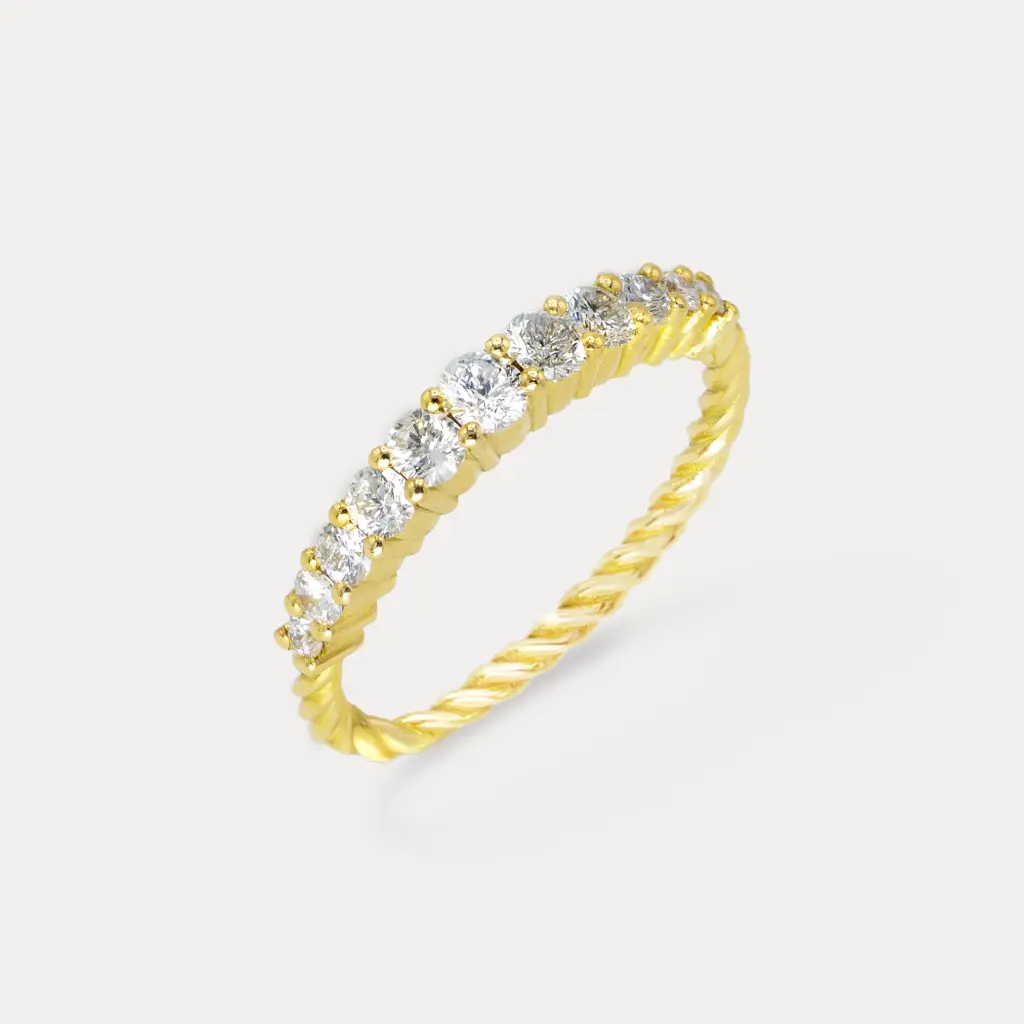 [8047] Bague or jaune 18Kt. 2,5g diamant 0,51ct.