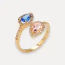 Bague or rose 18Kt. 4,1g morganite tanzanite 1,4ct. diamant 0,34ct.