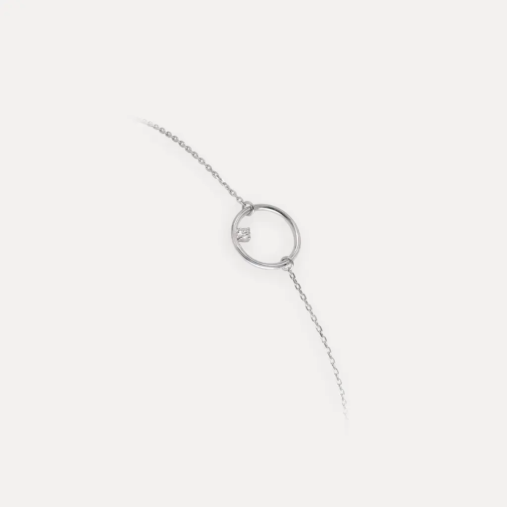 [BB3081CNG] Bracelet or blanc 9Kt 1,3g 18cm diamant 0,03ct.